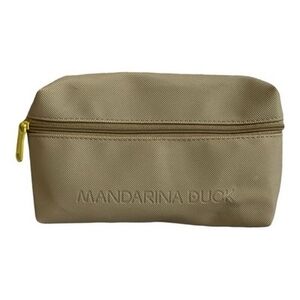 Mandarina Duck Tan Leatherette Toiletry Travel Makeup Bag Excellent Condition